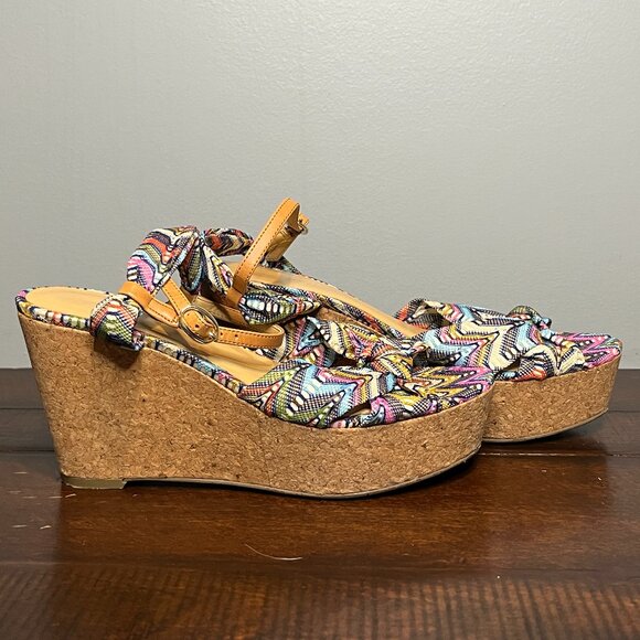 Nine West Multi-Color Platform Ankle Strap Sandals - Women - SIZE 7 - Picture 1 of 7